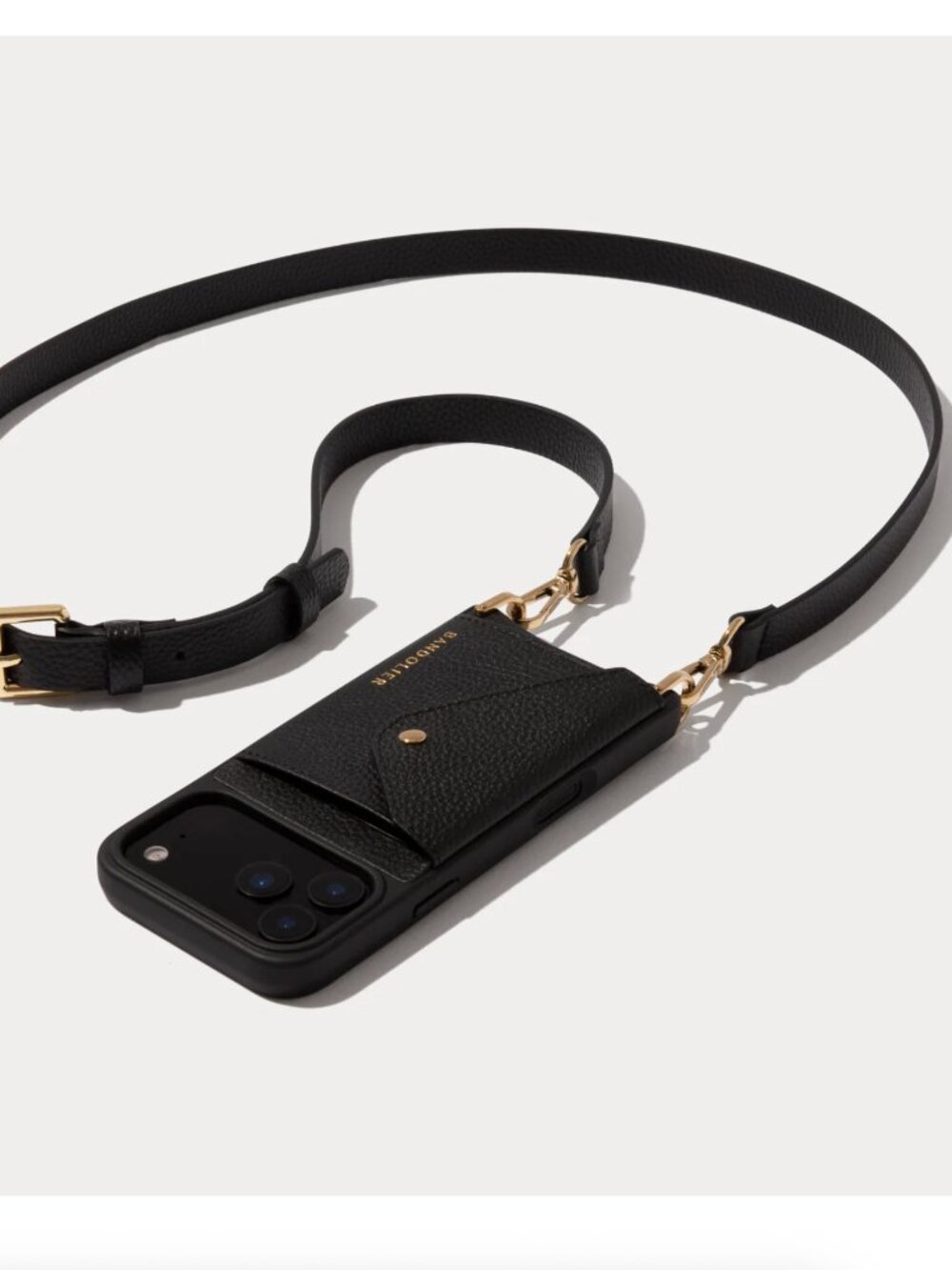 New Bandolier Hailey Crossbody Phone Case in Black/Gold Iphone 17 ProMax